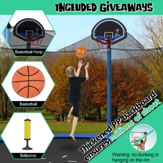 Infans 12FT Recreational Trampoline W/Inner Enclosure Net Basketball Hoop Ladder image {2}