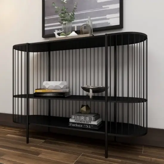 Contemporary Metal Console Table Black - Olivia & May image {8}