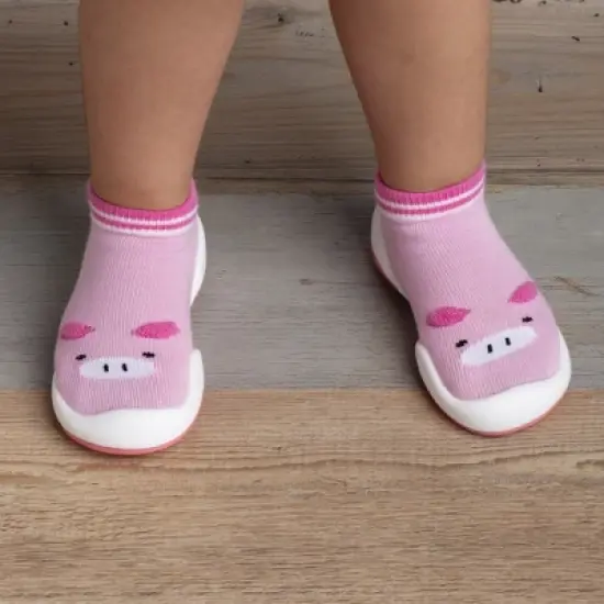 Komuello Baby Girl First Walk Sock Shoes Piglet Pink image {4}