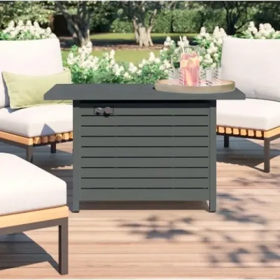 25 H x 42 W Outdoor Fire Pit Table with Lid (Gray) image {5}