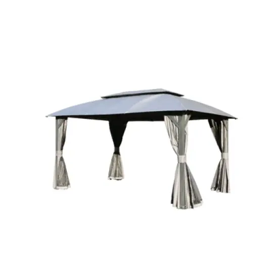DSVIMOY Outdoor Gazebo with Double Roofs, Gazebo Canopy Tent for Deck Backyard Garden, Gray, 168"*120"*105.6" image {5}