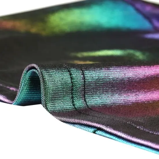 Allegra K Women's Metallic Mock Neck Zip-Up Shiny Holographic Crop Tank Top image {4}