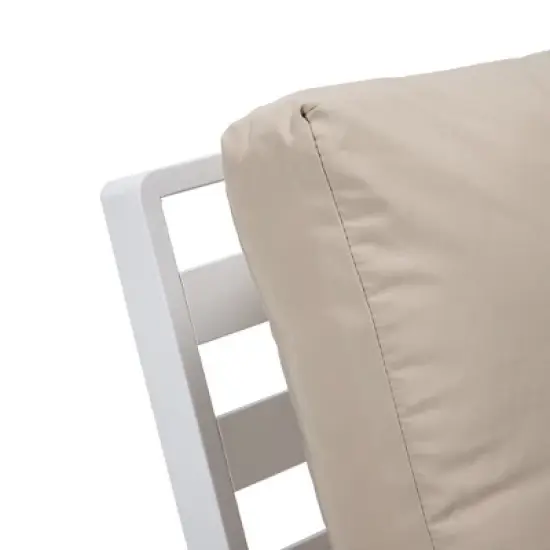 LeisureMod Walbrooke Modern Outdoor Loveseat &ndash; White Aluminum Frame with Removable Cushions, Weather-Resistant Seating for Patio, Deck & Balcony image {7}