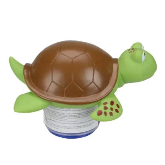 Swim Central Green and Brown Floating Turtle Swimming Pool Chlorine Dispenser image {1}