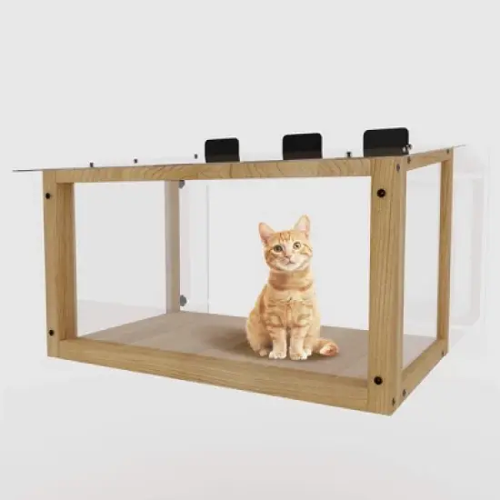 ORRD Acrylic Window Cat Perch, Wooden Cat Window Box Catio for Indoor/Outdoor Use image {3}