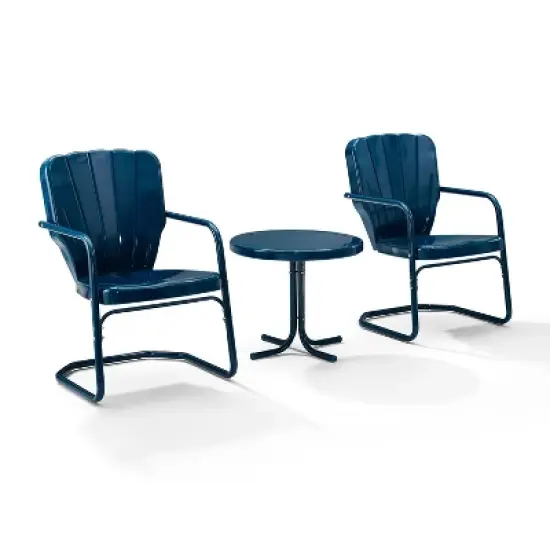 Ridgeland 3pc Outdoor Seating Set - Navy - Crosley image {5}