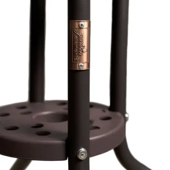 Garden Elements Outdoor Dining Table Patio Furniture, Round Steel Base and Rim with Waterwave Glass Top, Brown 31.5" image {4}