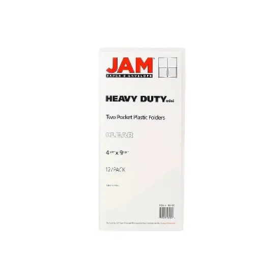 JAM Paper Heavy Duty Plastic Two-Pocket Mini Folders 4 1/4 x 9 1/8 Clear 96450D image {2}