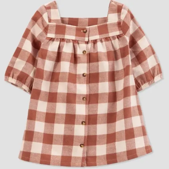 Carter's Just One You&reg;️ Baby Girls' Gingham Dress - Brown image {1}