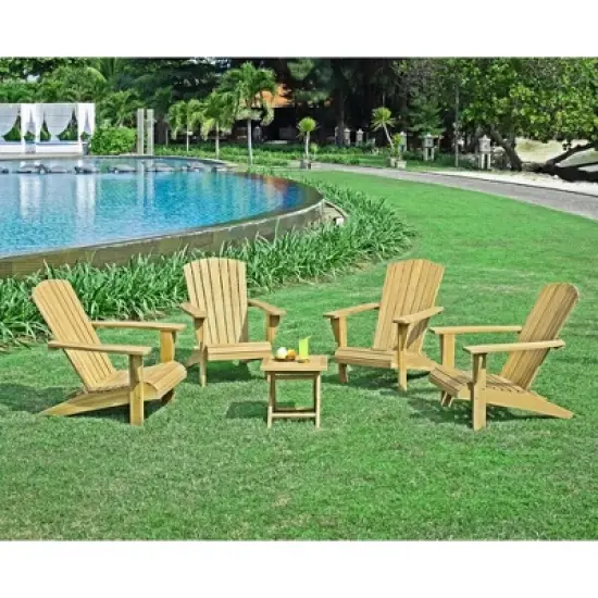 Decksplore Teak Adirondack Chair Set with Table 5PCS image {1}