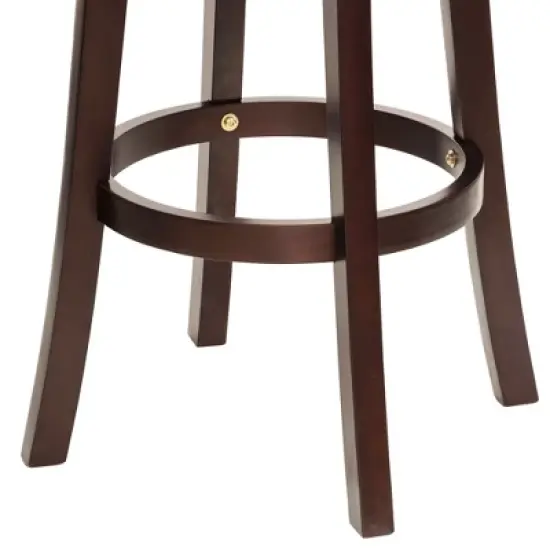 HOMCOM Traditional Bar Stool, 31 Inch Seat Height Barstool, Swivel PU Leather Upholstered Chair, with Cross Back and Rubberwood Frame image {5}