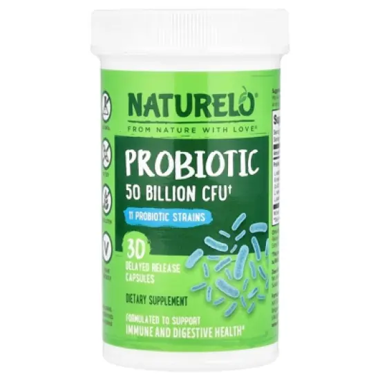 NATURELO Probiotic, 50 Billion CFU, 30 Delayed Release Capsules image {2}