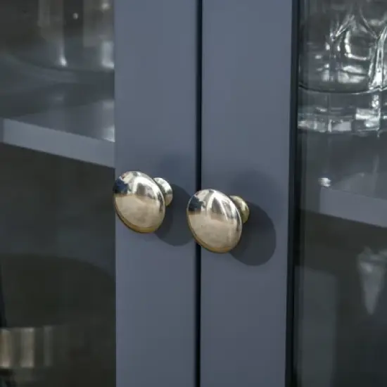 HOMCOM Elegant Kitchen Sideboard, Buffet Cabinet with Storage, Adjustable Shelves for Living Room, Study, 4 Glass Doors, Gray image {4}