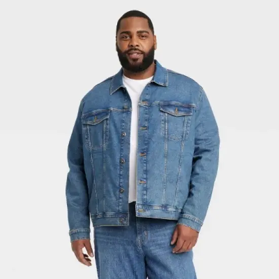 Men's Midwash Denim Trucker Jacket - Goodfellow & Co&trade; Blue image {4}