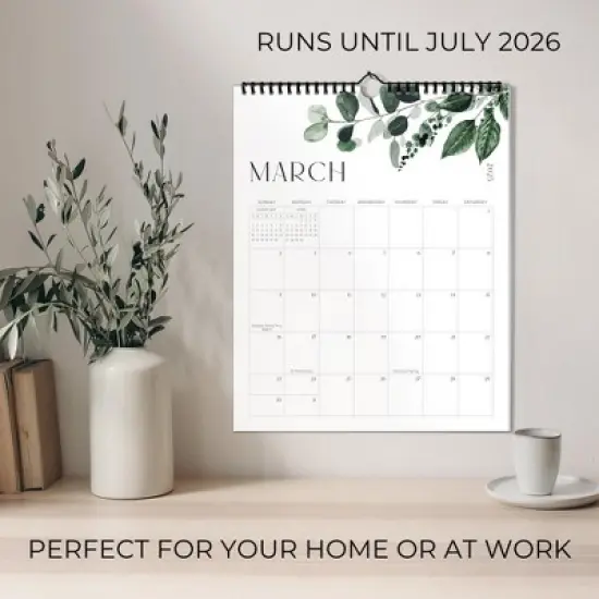Aesthetic 2025-2026 Wall Calendar - Runs from January 2025 Until July 2026 - The Perfect Modern Greenery Calendar Planner for Easy Organizing image {1}
