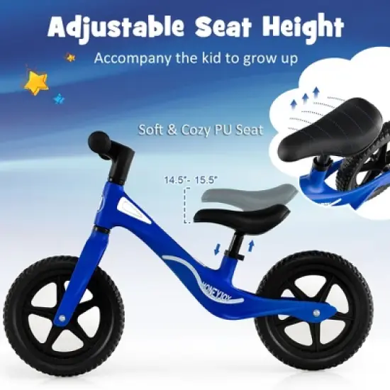 Costway Kids Balance Bike Lightweight Toddler Bicycle with Rotatable Handlebar Red/Blue image {9}