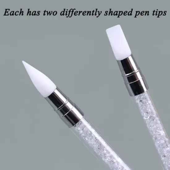 JDICTION 2 Pcs Nail Art Engraving Pen Double-headed Silicone Pen 3D Engraving Drawing Point Rhinestone UV Gel Nail Tool image {5}