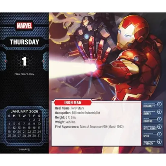 Trends International 2026 History of Marvel Dayata Time 6.12"x5.37" Box Calendar image {2}