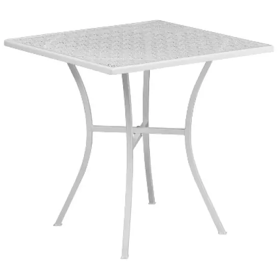 Emma and Oliver Commercial Grade 28" Square Colorful Metal Garden Patio Table image {8}