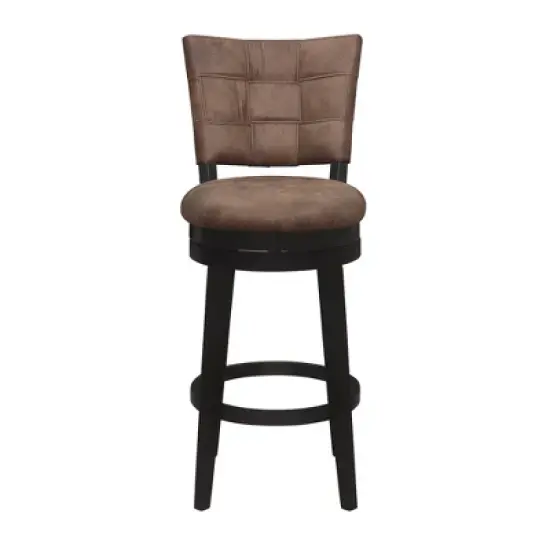 30" Kaede Wood and Upholstered Swivel Barstool Black/Chestnut - Hillsdale Furniture image {3}