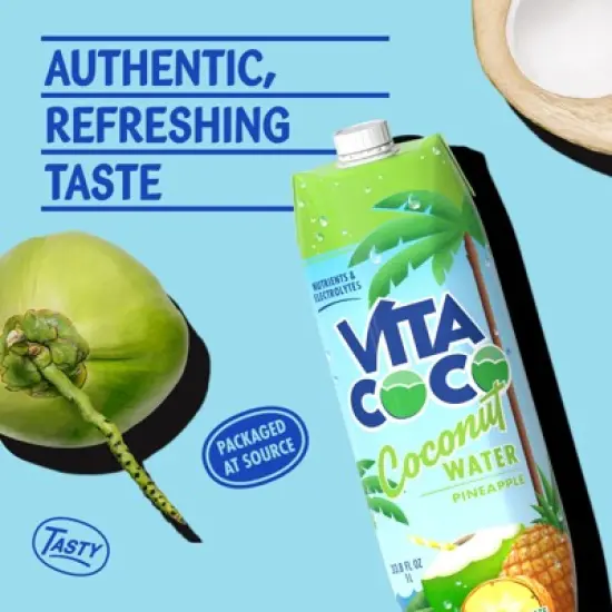 Vita Coco Pineapple Coconut Water - 1 L (33.8 fl oz)Carton image {3}