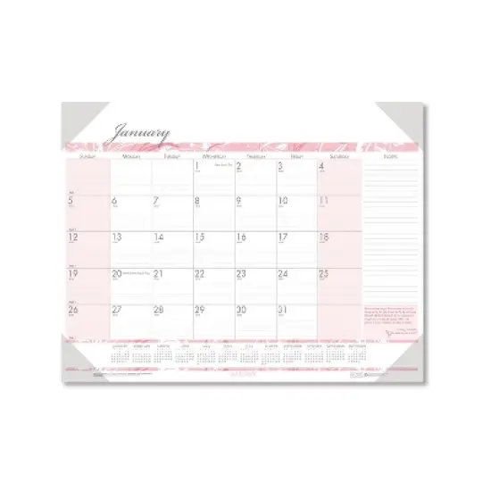 Recycled Monthly Desk Pad Calendar, Breast Cancer Awareness Artwork, 22 x 17, Black Binding/Corners,12-Month (Jan-Dec): 2026 image {4}