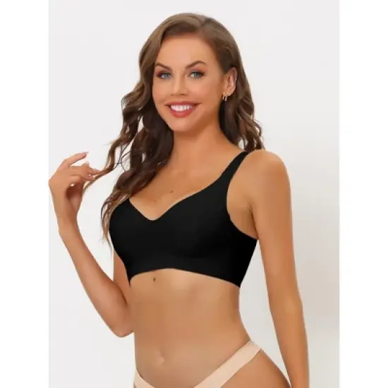 Allegra K Women's Wireless No Show Smooth Comfort Adjustable Straps Minimizers Bra image {3}