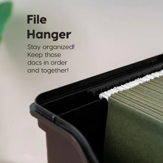 IRIS USA Portable File Box With Handle, Letter Files, Lockable, Black image {2}