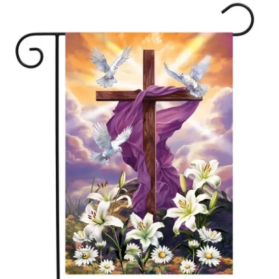 Briarwood Lane Garden Flag 18x12.5 For Outdoor Sunrise Easter Cross Garden Flag Flag For Easter Garden Flag Flags For Outside image {1}