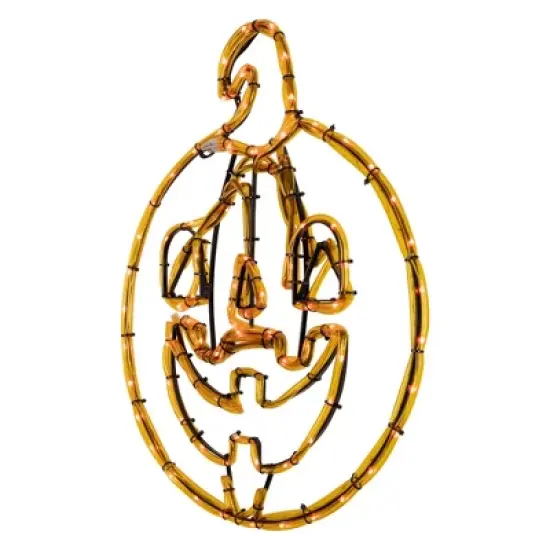 Northlight 18" Orange Jack O Lantern 4 Function LED Lighted Halloween Window Silhouette image {3}