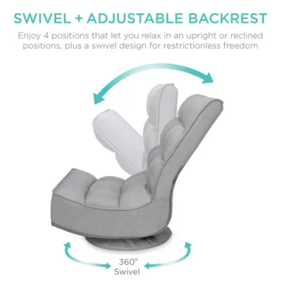 Best Choice Products Folding Floor Gaming Chair for Home, Office w/ 360-Degree Swivel, 4 Adjustable Positions image {1}