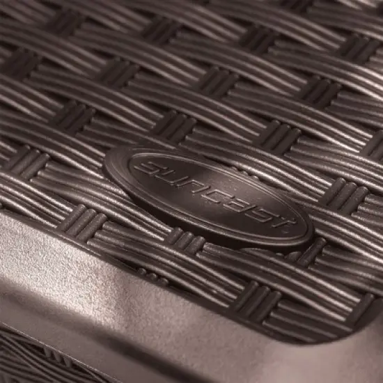 Suncast BMDB12000ST 134-Gallon Extra Large All-Weather UV-Resistant Wicker Pattern Deck Box with Lockable Lid for Garden, Garage, or Patio, Java image {4}