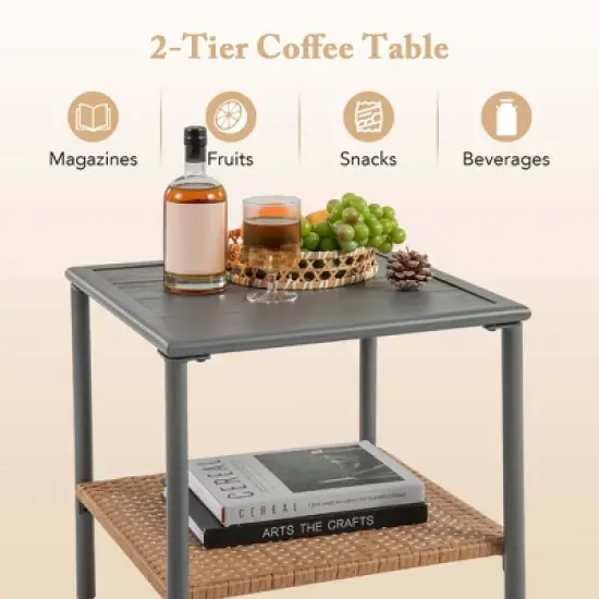 Costway 3 PCS Corner Patio Furniture Cushioned Sofa Set with Small Coffee Table Outdoor image {6}