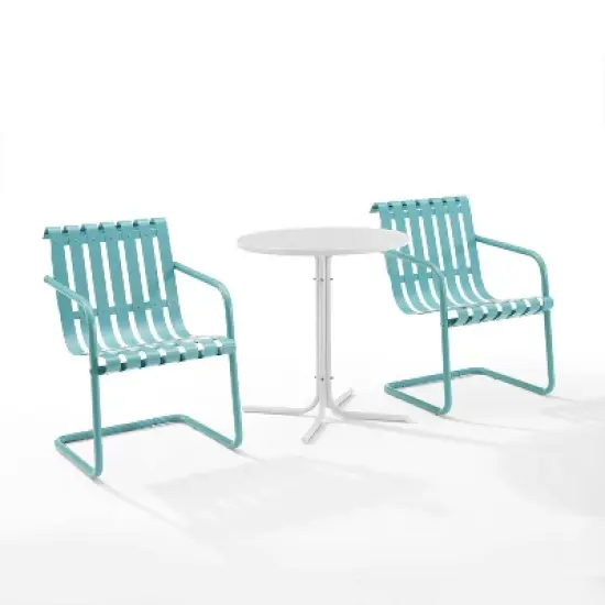 Gracie 3pc Outdoor Metal Bistro Set with Table & 2 Armchairs - Crosley image {8}