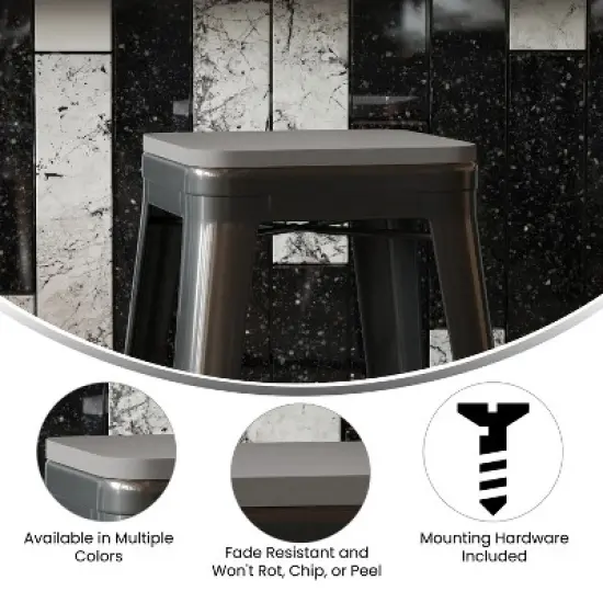 Flash Furniture Perry Poly Resin Wood Square Seat with Rounded Edges for Colorful Metal Barstools image {4}