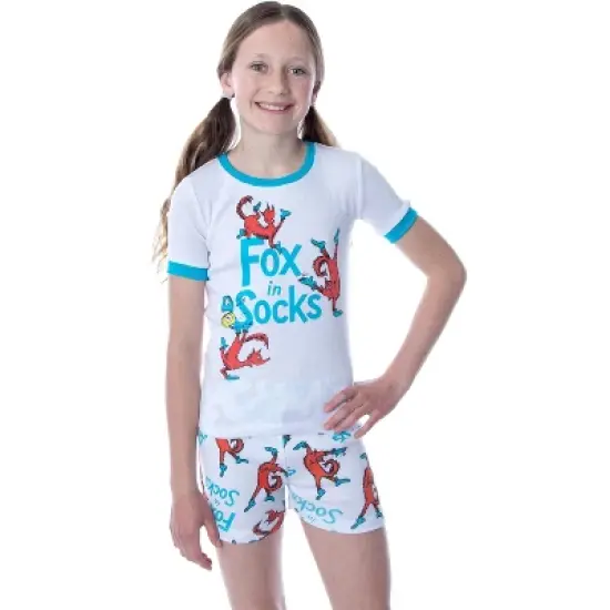 Dr. Seuss Unisex Kids Fox In Socks Shirt Shorts and Pants 3 Piece Pajama Set image {2}