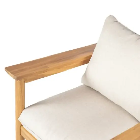 2-Piece Acacia Wood Outdoor Club Chair Set with Beige Cushions and Wide Backrest,Lounge Armchairs for Patio or Garden-The Pop Home image {6}