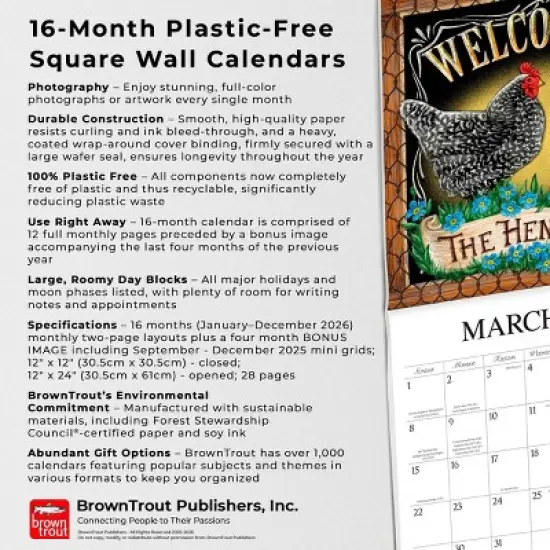 Hopper Studio Bless This Nest 2026 12"x24" Hanging Square Wall Calendar Plastic-Free image {5}