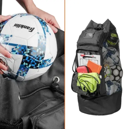 Heavy Duty Large Soccer Mesh Equipment Ball Bag w/Adjustable Shoulder Strap Design image {3}