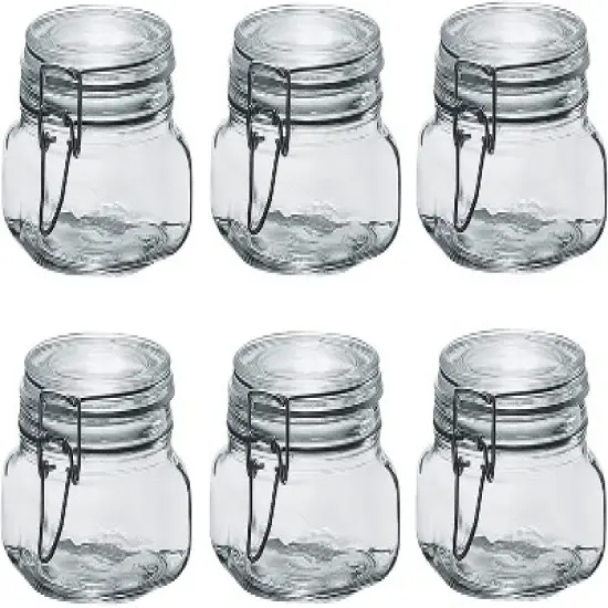 Amici Home Glass Hermetic Preserving Canning Jar Italian, Leak Proof Clamp Lids, Kitchen Canisters for Spices, Nuts and Candy, 6-Piece image {5}