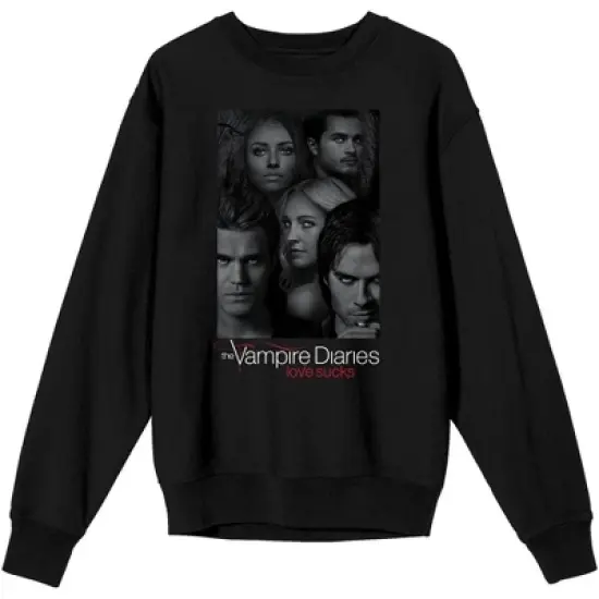 The Vampire Diaries Group Shot Juniors Black Long Sleeve Sweatshirt image {2}
