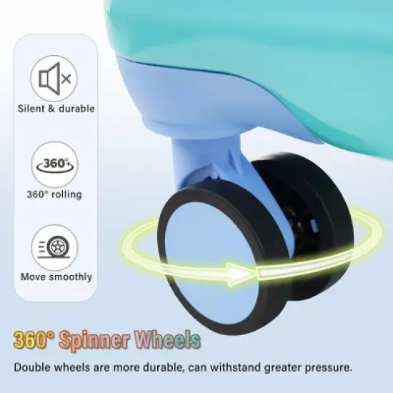 NAYSAYE Luggage 2 Piece Carry On Set with Cup Holder Spinner Wheels TSA Lock Expandable for Travel, Blue and Orange, 15.6"*8.3"*21.7" image {3}