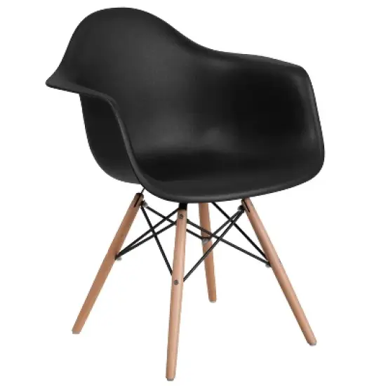 Merrick Lane Polypropylene Accent Chair with Gently Curved Arms and Metal Braced Wooden Legs image {7}