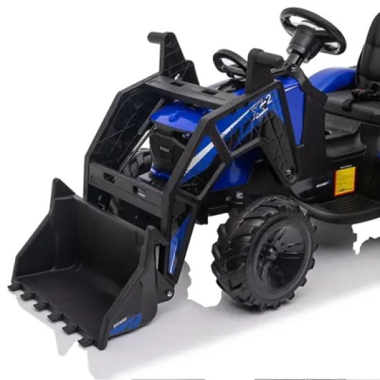 24V 3 in 1 Kids Ride on Tractor, Excavator & Bulldozer, Electric Vehicle w/Trailer, Shovel Bucket, Digger image {6}