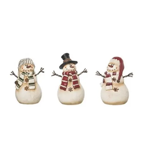 Transpac Rustic Snowman Figurines Set of 3 Charming Christmas Decorations for Tabletop or Mantel Ideal Holiday Gift image {1}