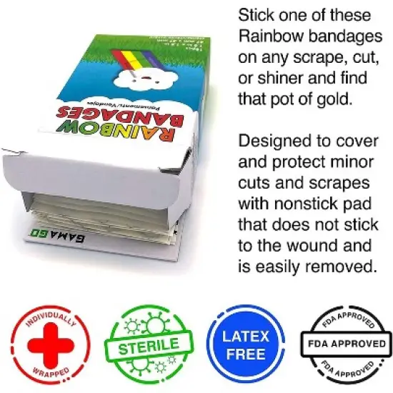 Gamago Rainbow Bandages | Set of 18 Individually Wrapped Self Adhesive Bandages image {2}