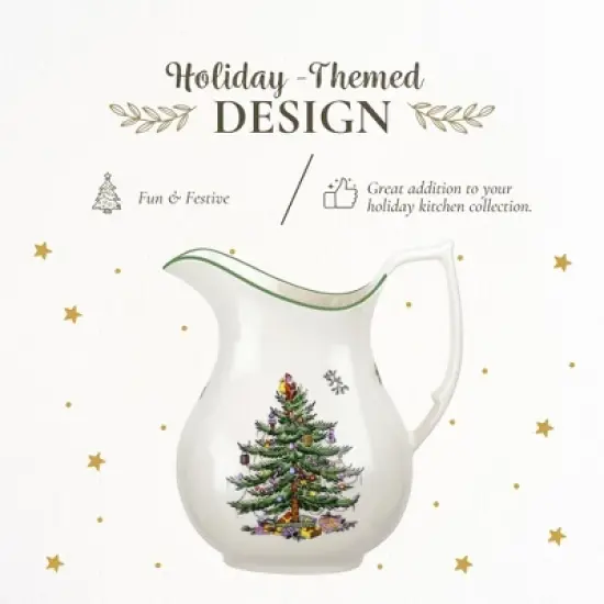 Spode Christmas Tree Pitcher - Festive 36 Ounce Fine Porcelain Pitcher for Holidays - Dishwasher Safe Pitcher with Handle image {2}