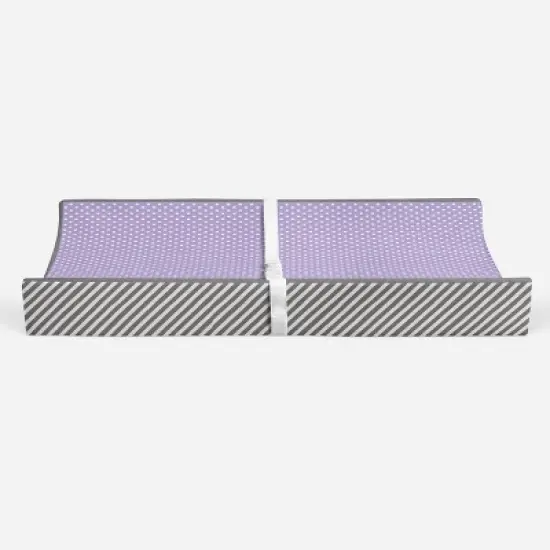 Bacati - Love Gray/Lilac Pin Dots Changing Pad Cover image {5}