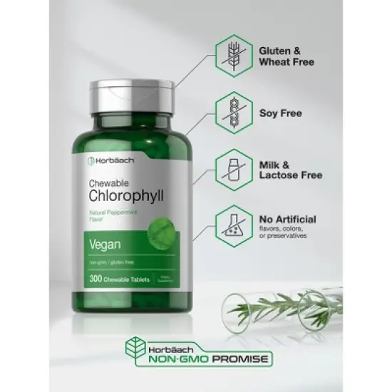 Horb&auml;ach Chlorophyll Pills | 300 Chewable Tablets | Natural Peppermint Flavor image {4}