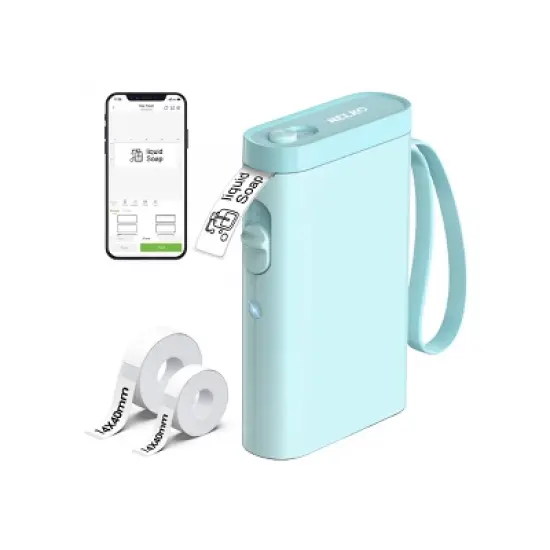 Nelko P21 Bluetooth Label Printer Sky Blue with 14x40mm 100pc Roll and 14x40mm 180pc Roll image {5}